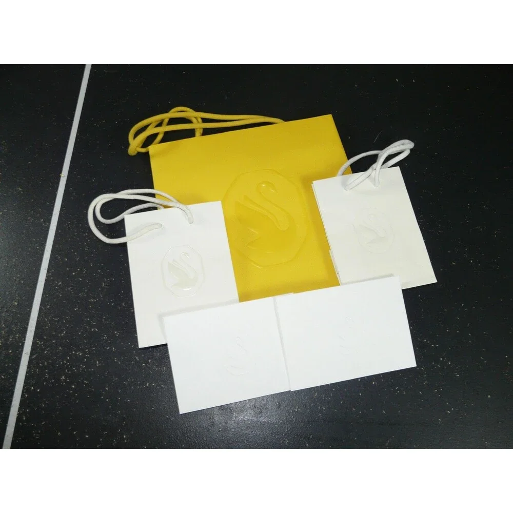 Swarovski Yellow & White Paper Gift Shopping Bag & Envelope Lot of 5